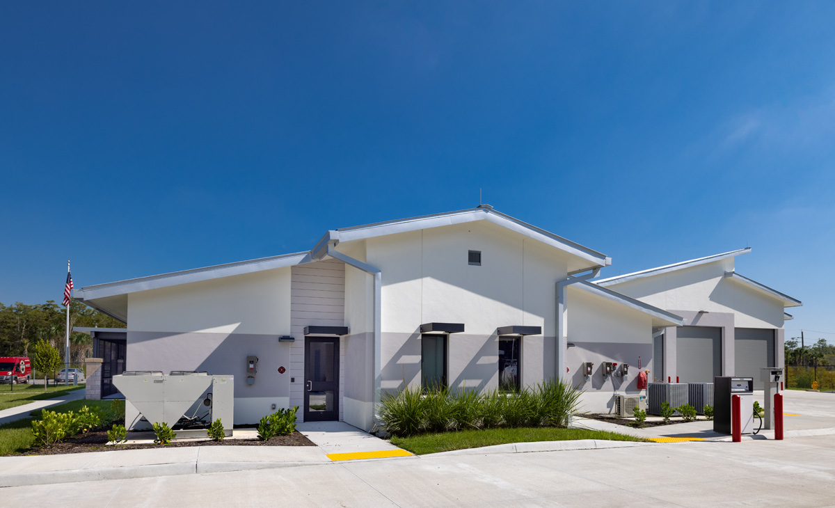 Architectural view of the Fire and Rescue Station 17 Fort Myers, FL.